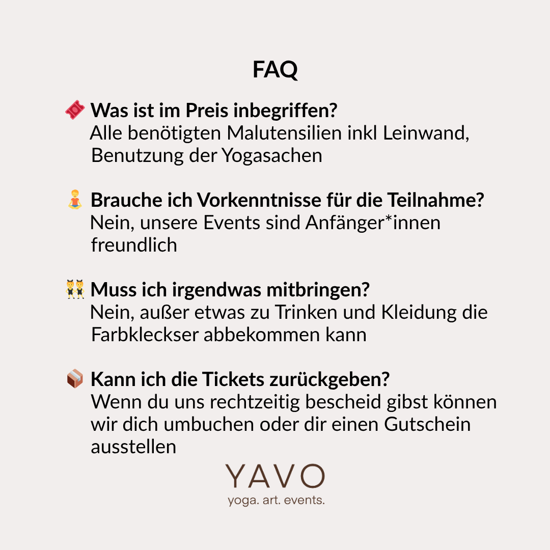 FAQ Fragen und Antworten zu Yoga & Art Events von YAVO