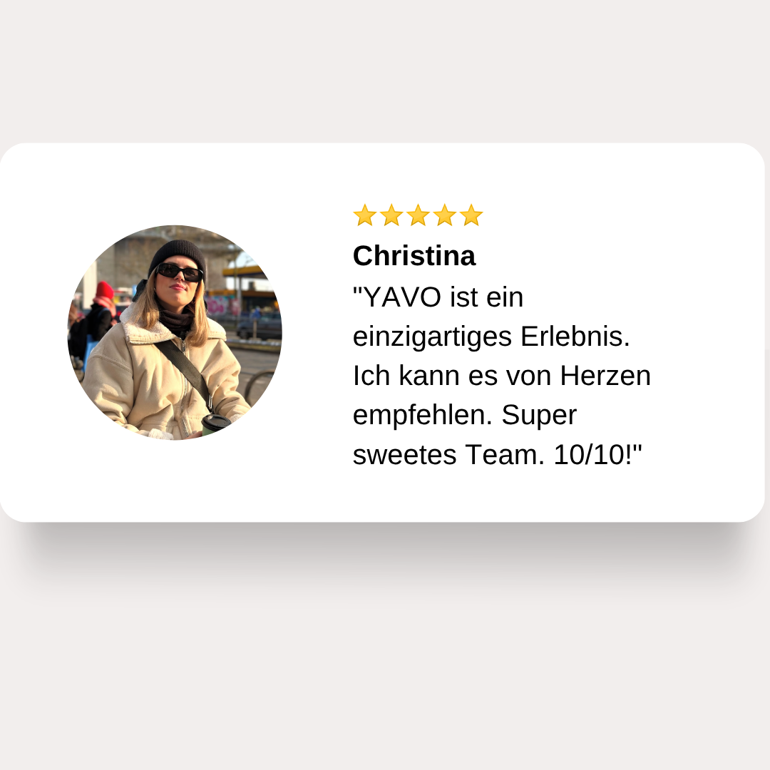 Bewertung von Kundin zu YAVO mit 5/5 Sternen