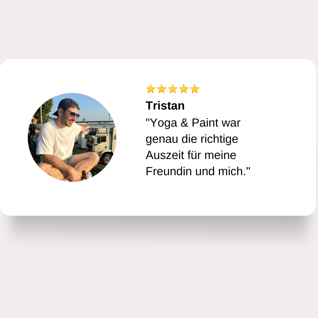 Bewertung von 5 Sternen von Tristan bei Yoga & Paint Event