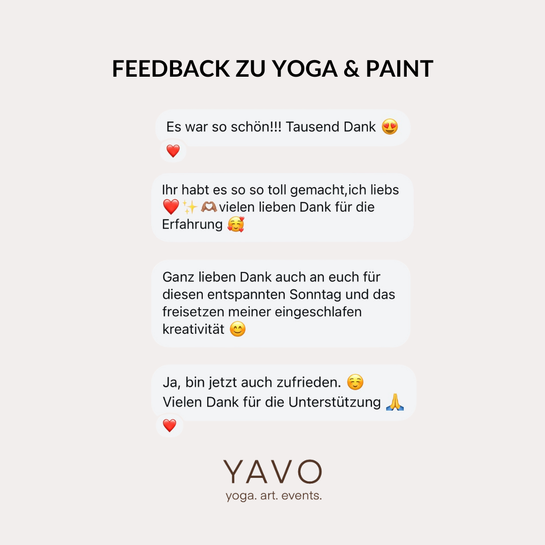 Feedback Nachrichten von Teilnehmern zu Yoga & Art Events von YAVO