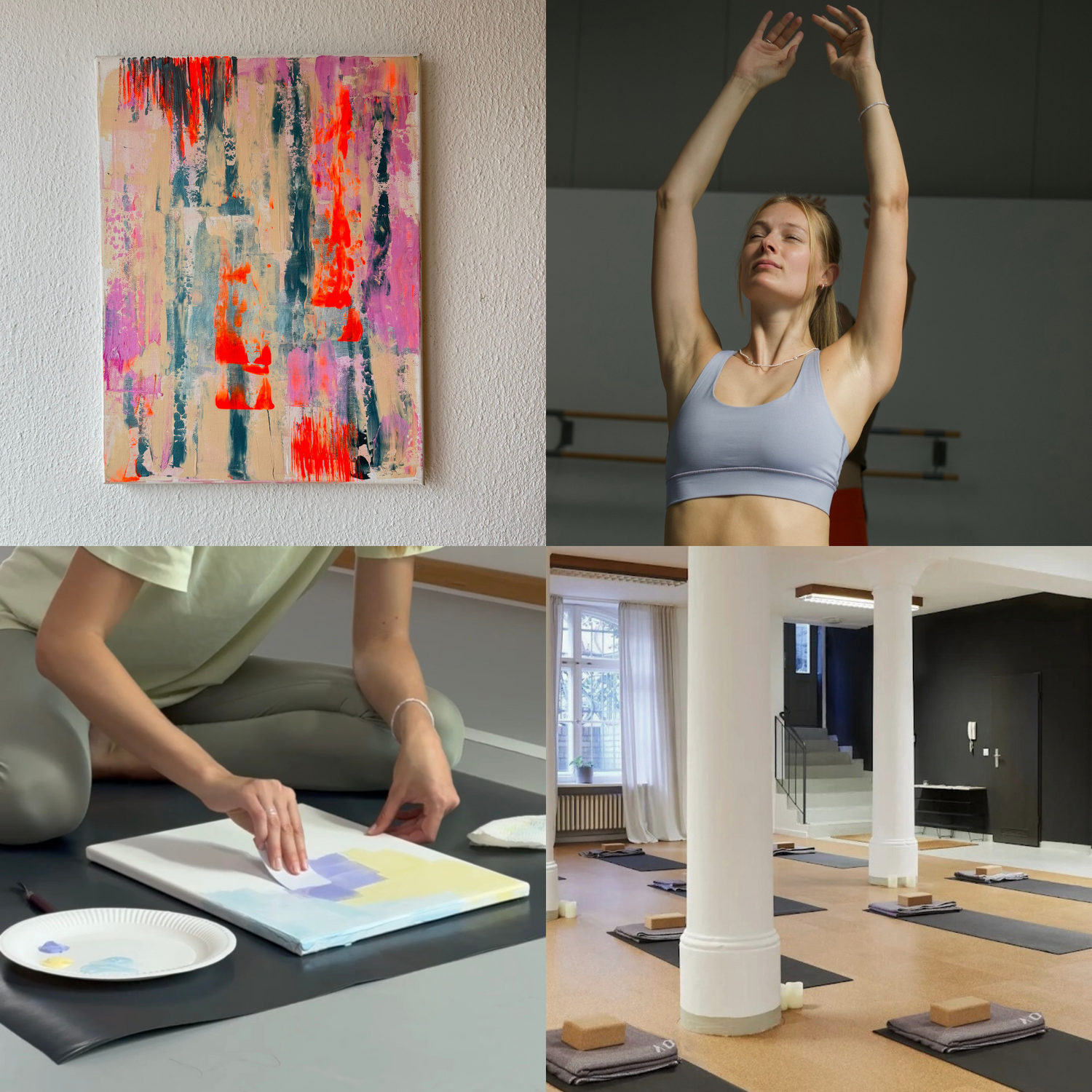 Kreativer Yoga Workshop Berlin – Produktbild vier Kacheln