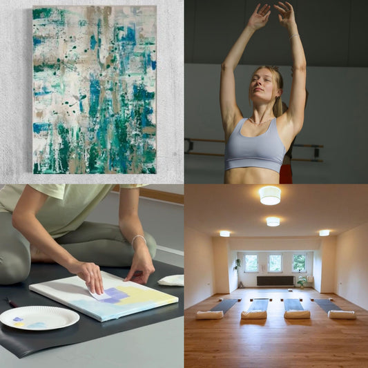 Produkt Collage Yoga Malen Studio Gemälde Dortmund