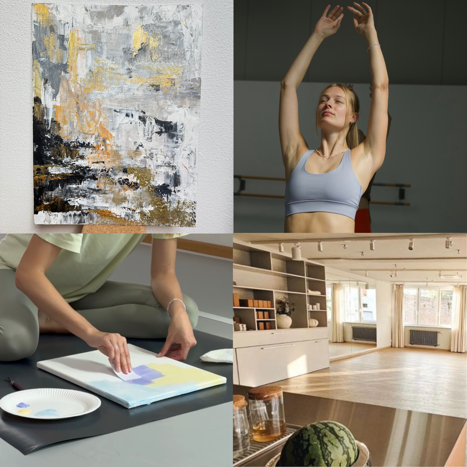 Produktbild Kacheln YAVO für Workshop. Gemälde, Yogaperson, Malen, Yoga Studio Seven Braunschweig